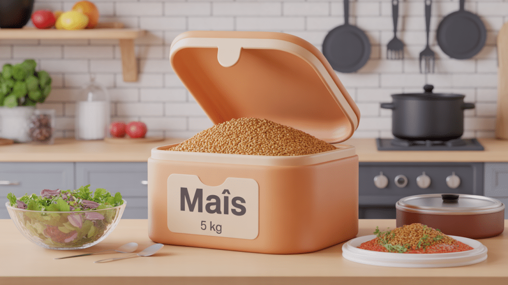 Illustration grosse boîte de maïs 5 kg pour choix et utilisation