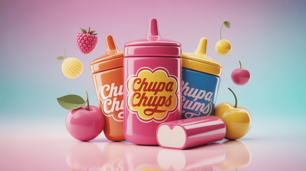 Illustration une chupa chups au chewing gum avec cœur