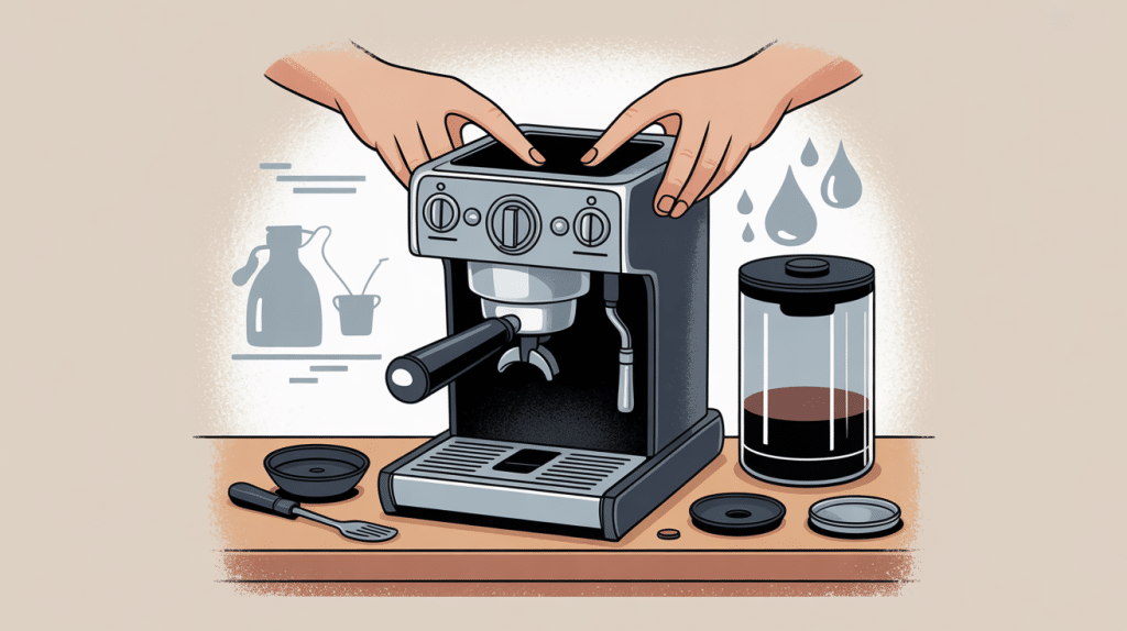 machine à café silvercrest problème vue plongee pièces mains