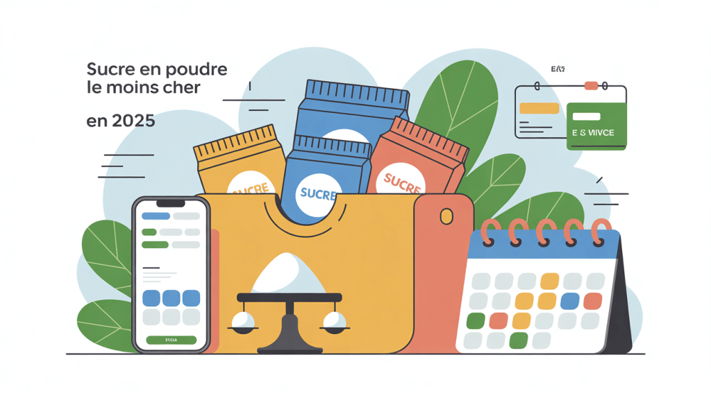 Illustration du sucre en poudre le moins cher, comparatif prix au kilo