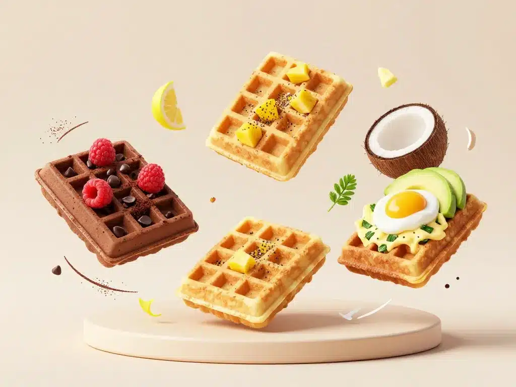 assortiment de gaufre flocon d'avoine sucrées et salées