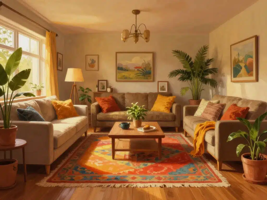 Ambiance chaleureuse grand salons lumière couleurs et matières