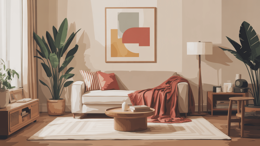 Salon moderne avec housse clic clac 140x200 élégante