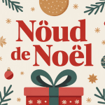Différents noeuds noel sur paquets cadeau sapin et couronne