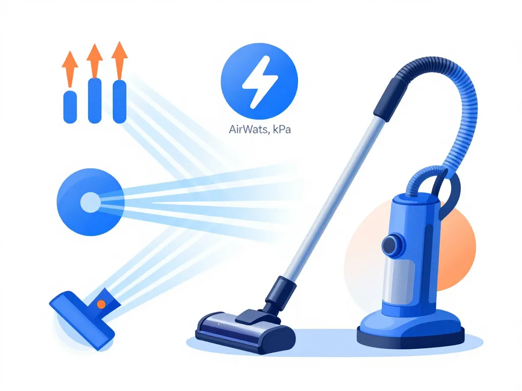 diagramme concept puissance aspirateur balai watts airwatts kpa