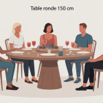 Ambiance conviviale table ronde 150 cm combien de personnes