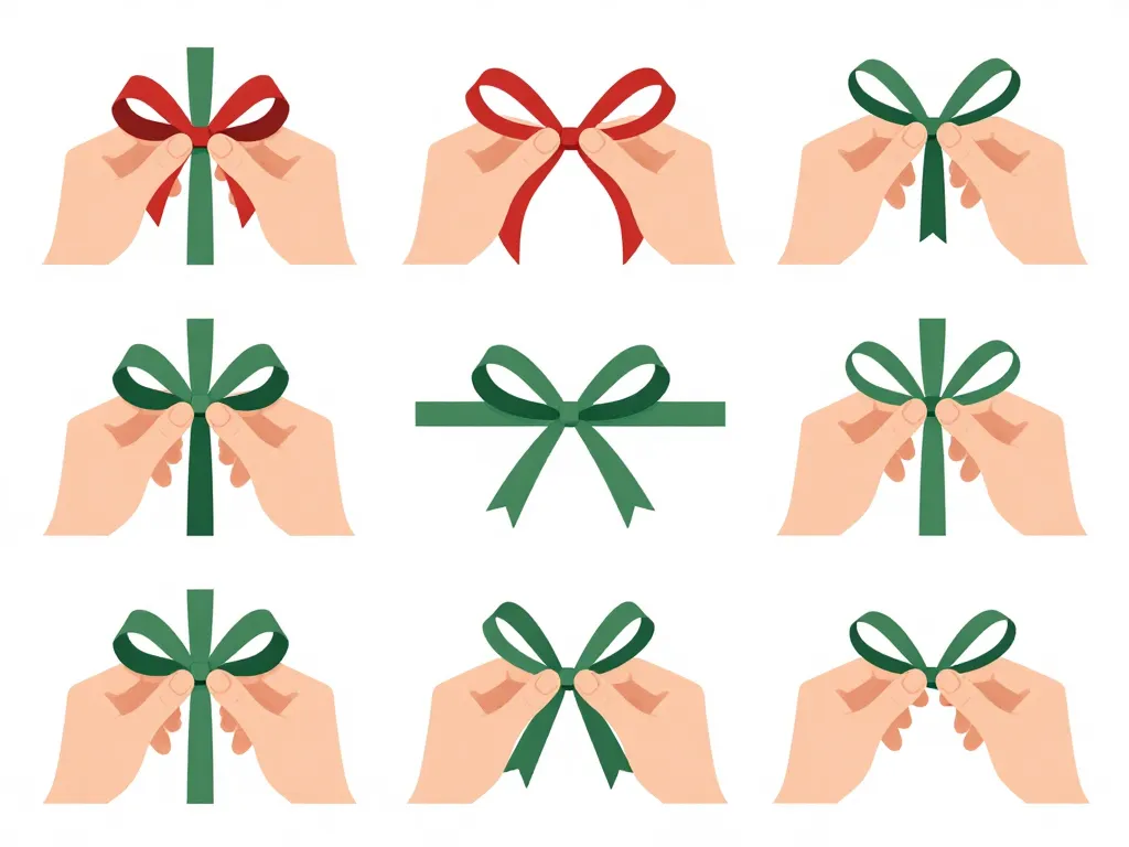 Étapes noeud noel à la main sur paquet cadeau