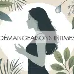 illustration vectorielle démangeaisons intimes avec feuilles et gouttes