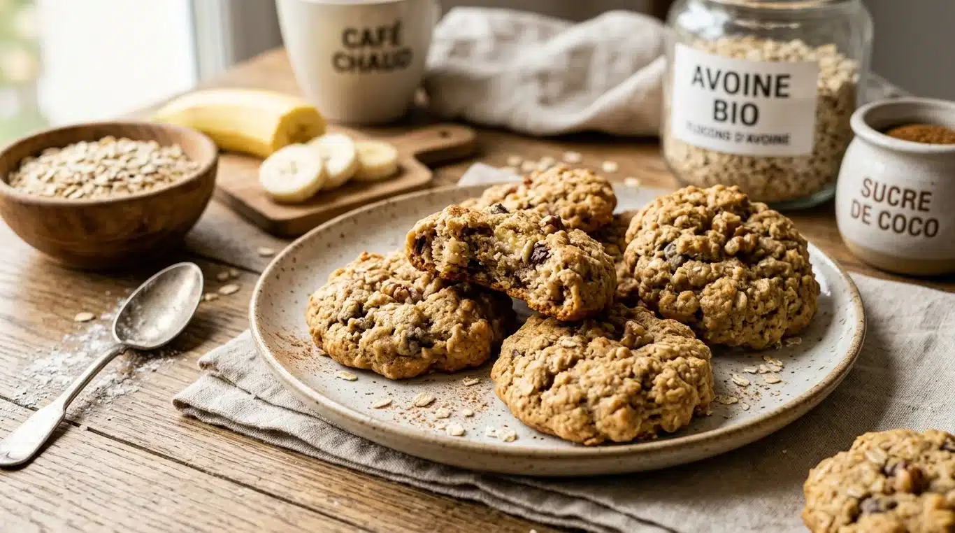 Cookies banane avoine faits maison, texture moelleuse et gourmande