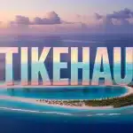 Illustration vectorielle atoll Tikehau plage sable rose lagon turquoise