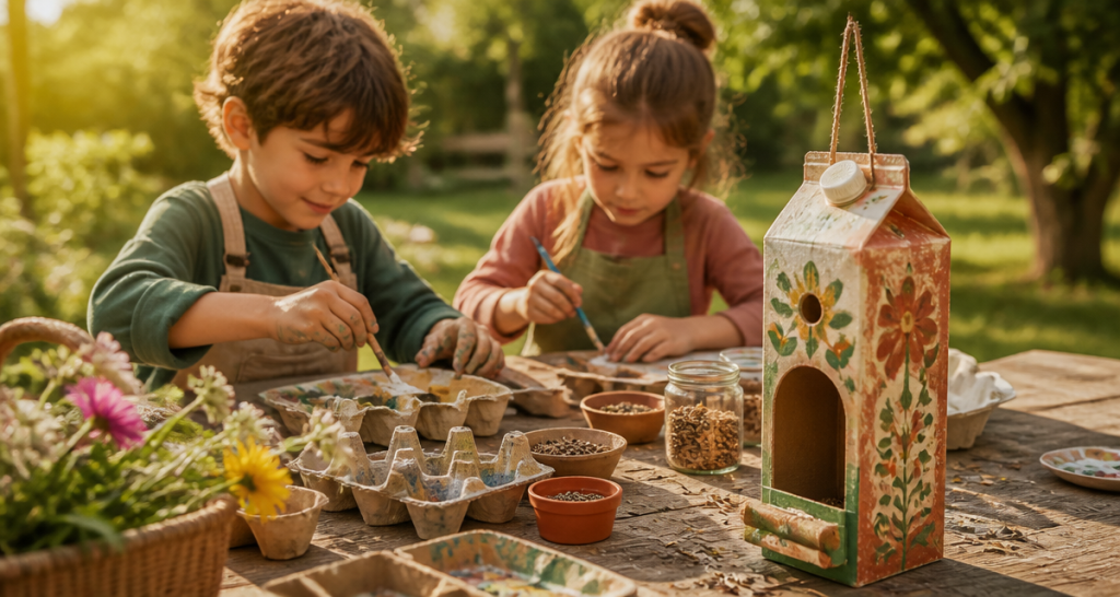 activité printemps enfants bricolage mangeoire jardin