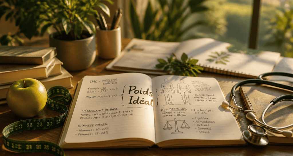 calcul le poids ideal carnet mètre ruban