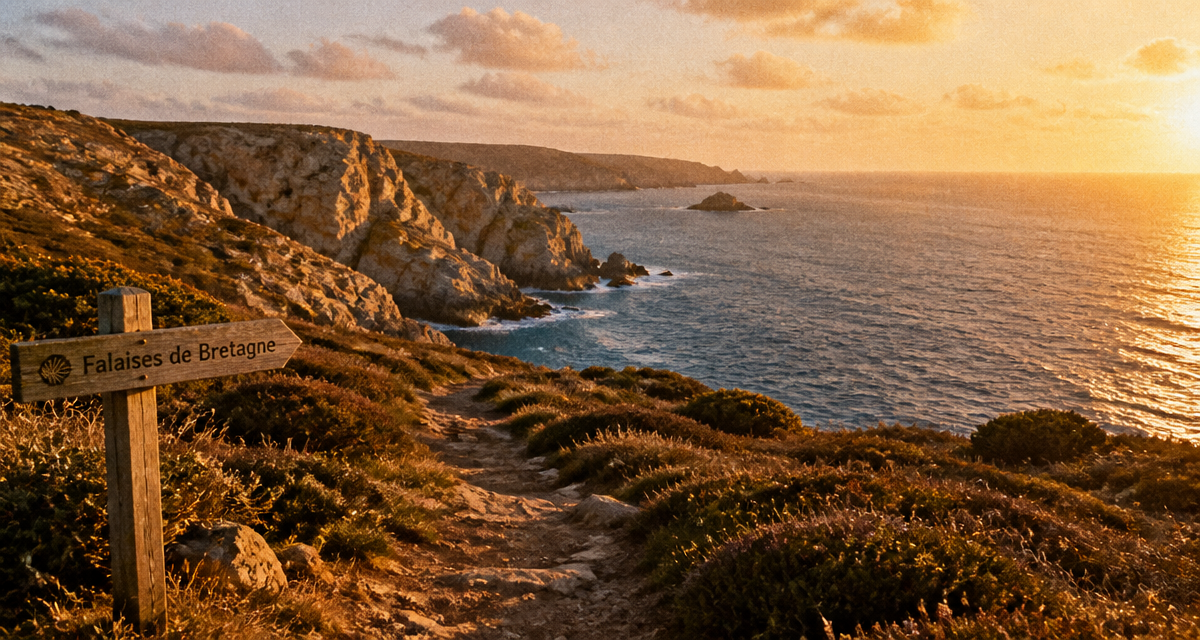 falaise en bretagne sentier océan