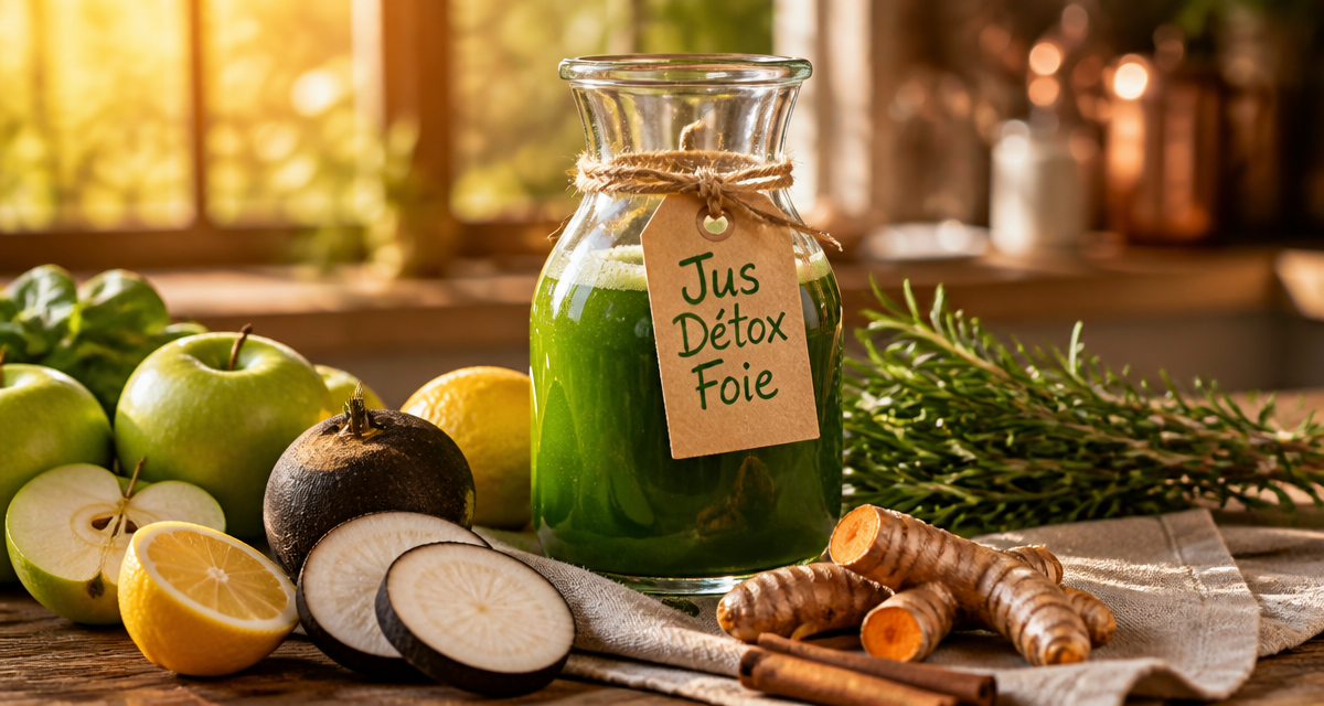 jus detox pour le foie carafe et ingrédients frais
