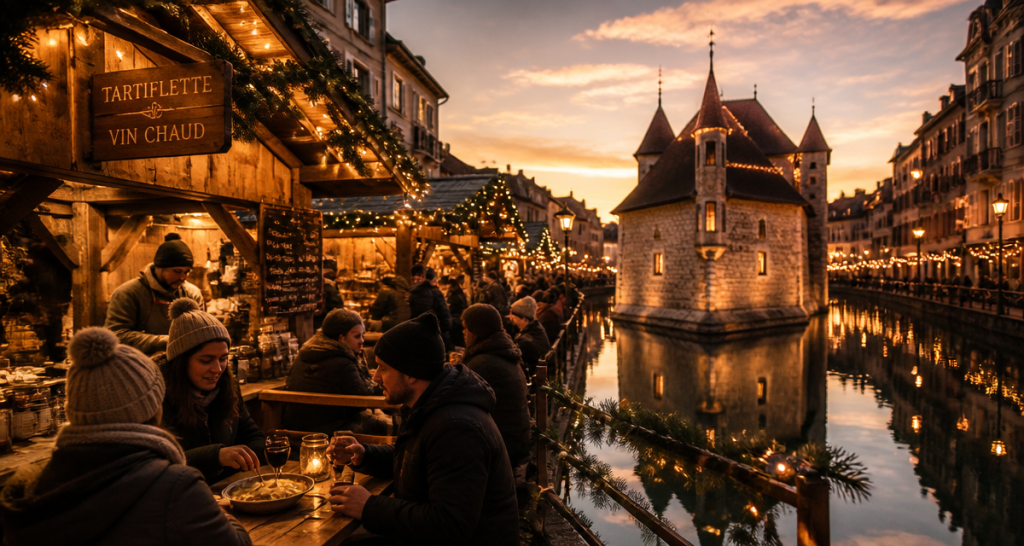 marche de noel annecy chalets bois palais ile