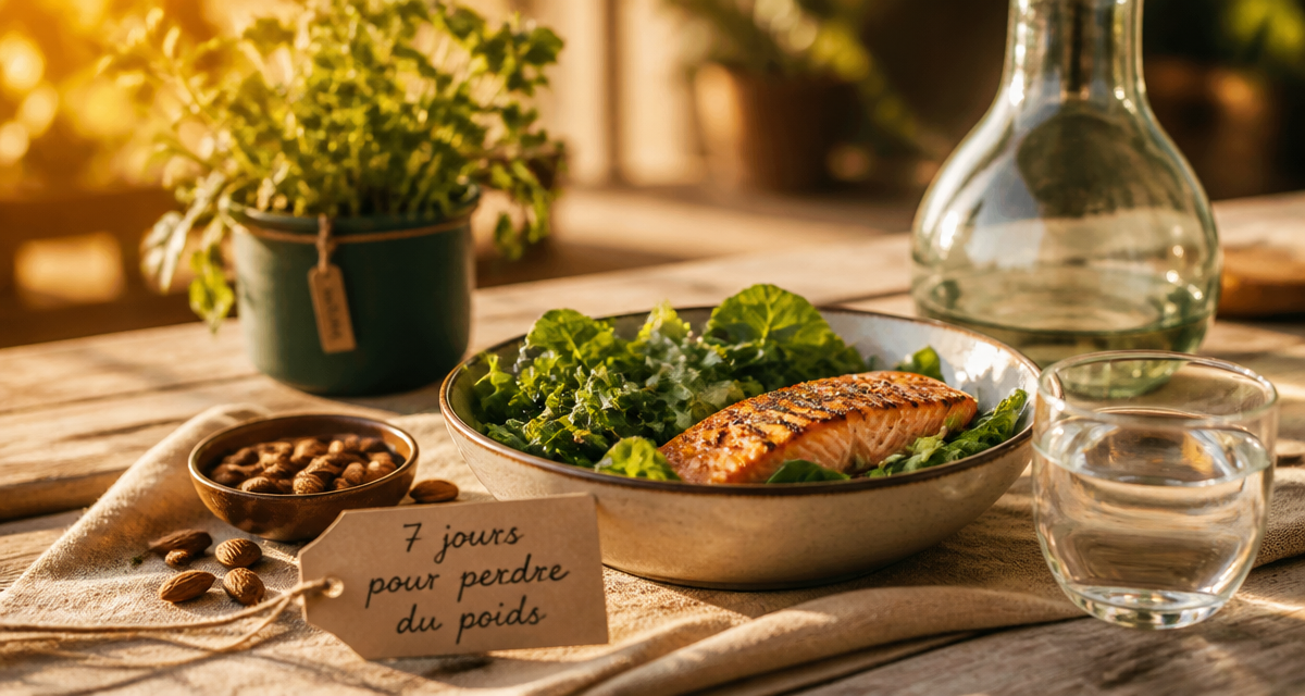 Perdre poids 1 semaine, repas équilibré saumon salade