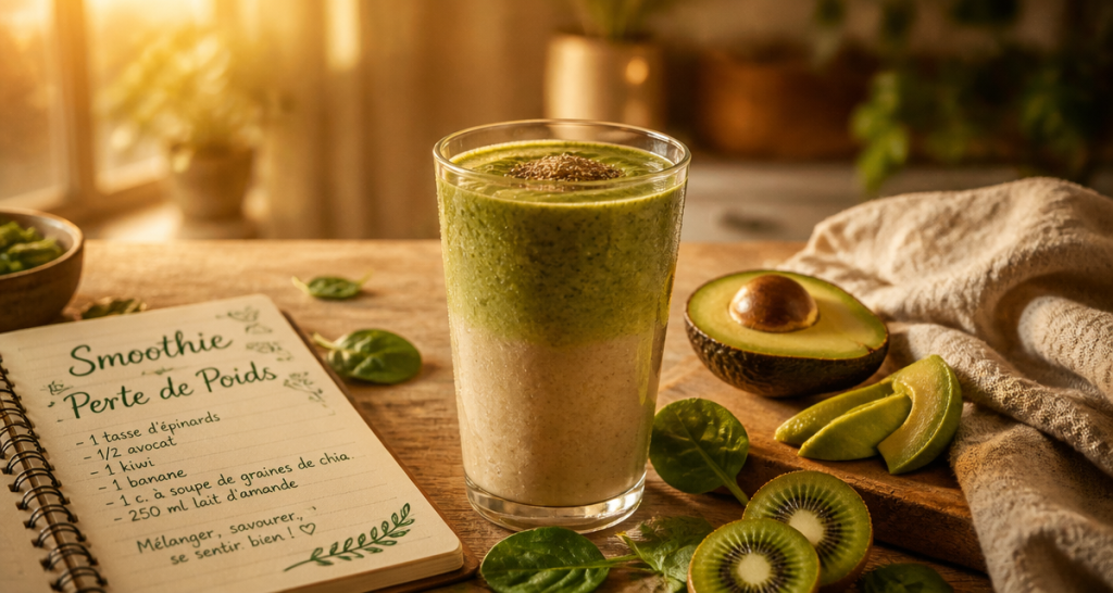 smoothie perte de poids vert et beige