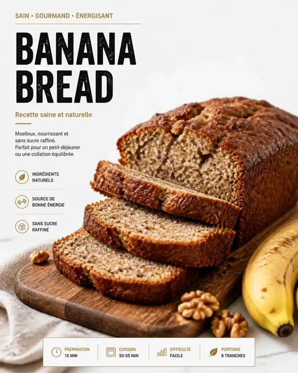 Banana Bread healthy fait maison, une recette de goûter sain et équilibré