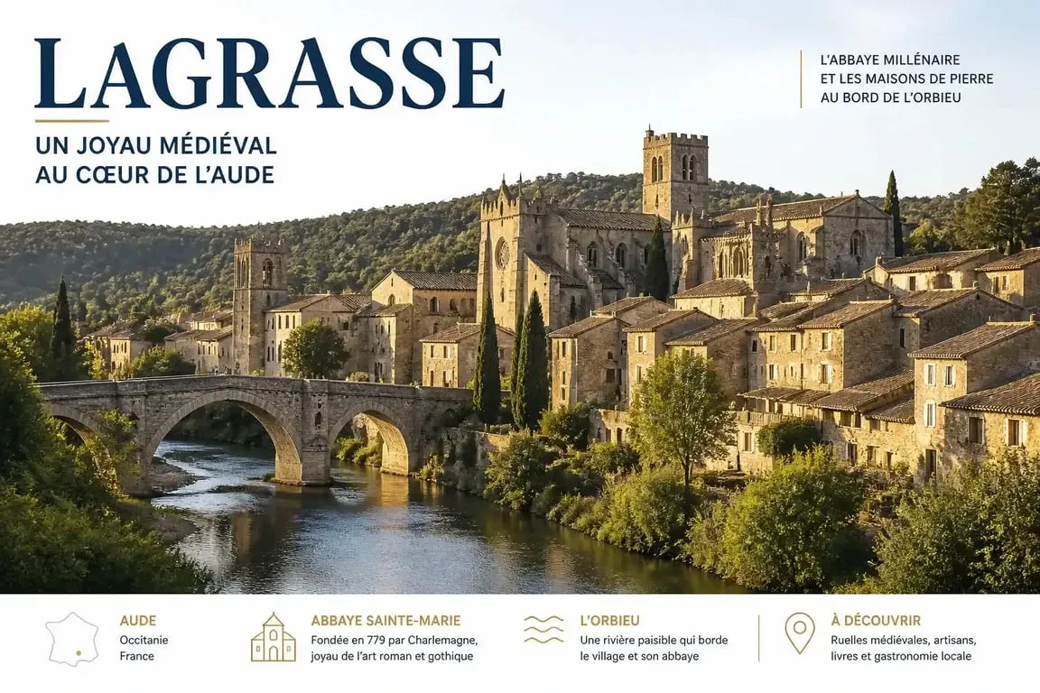 Village médiéval de Lagrasse, l'un des plus beaux villages autour de Carcassonne.