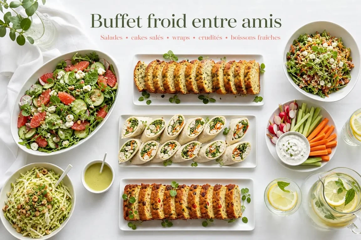 Buffet froid convivial et varié pour un repas entre amis