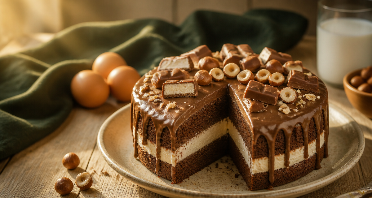 gateau kinder maxi fondant sur table en bois