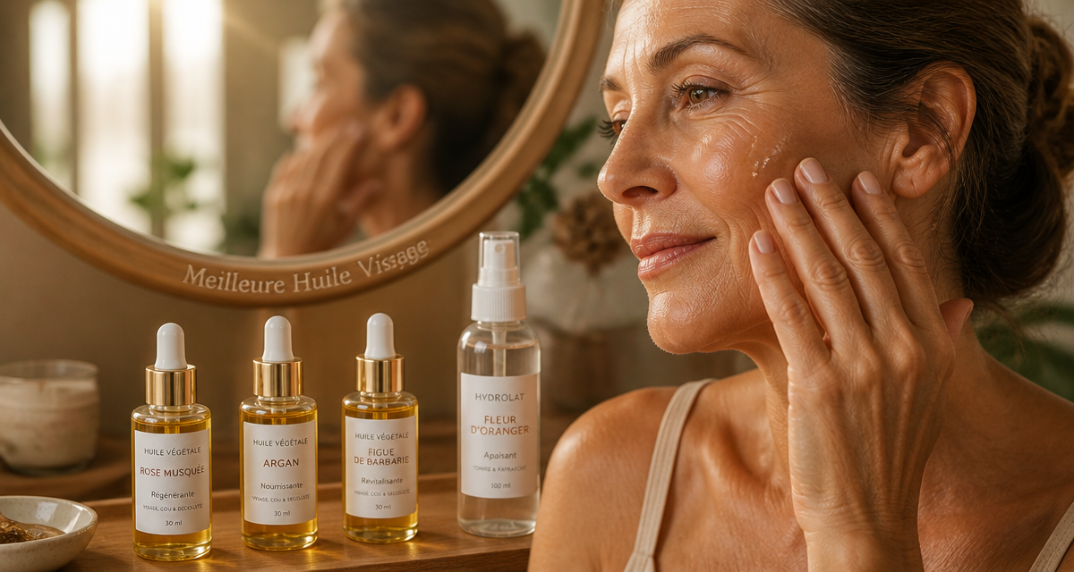 meilleure huile visage peau mature femme applique huile
