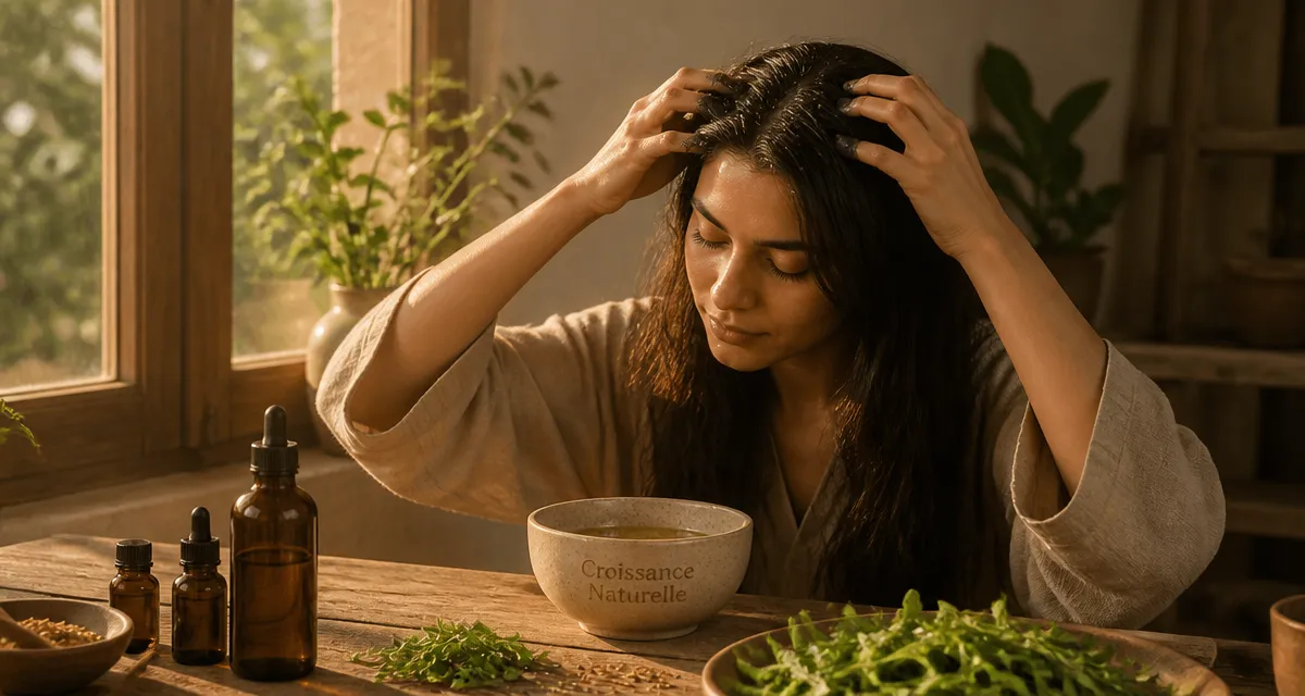 quelle huile fait pousser les cheveux femme masse cuir chevelu huiles végétales
