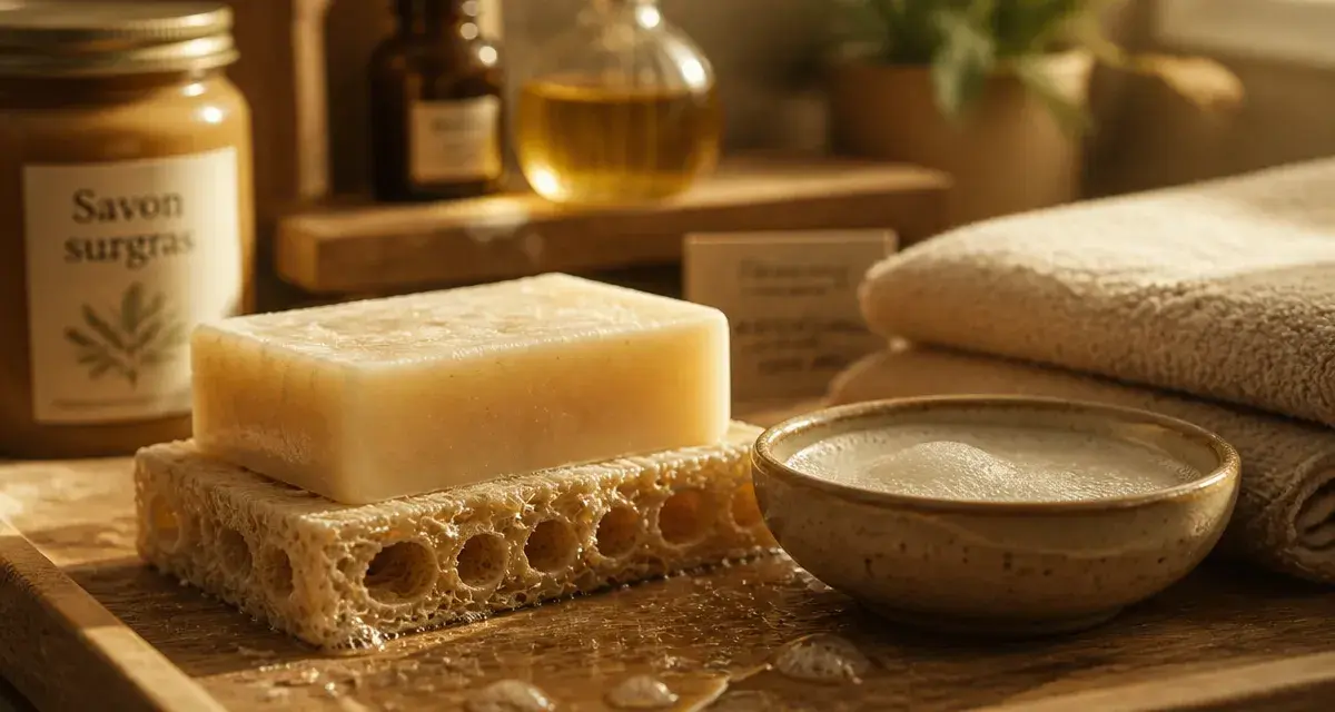 Savon nettoyage visage saponifié à froid, savon surgras