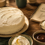Glaçage sans sucre glace crème de coco et chocolat noir sur gâteau blanc