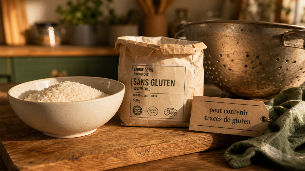 Gluten aliments a eviter : farine sans gluten et peut contenir traces