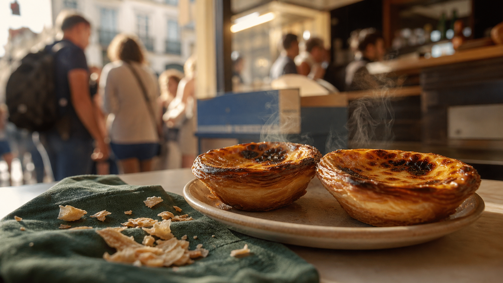 pasteis de nata lisbonne : pastéis tièdes caramélisés à Belém