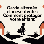 garde alternée mauvaise entente entre parents illustration enfant chemin conflit