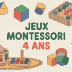 Enfant jouant avec jeux montessori 4 ans sur tapis