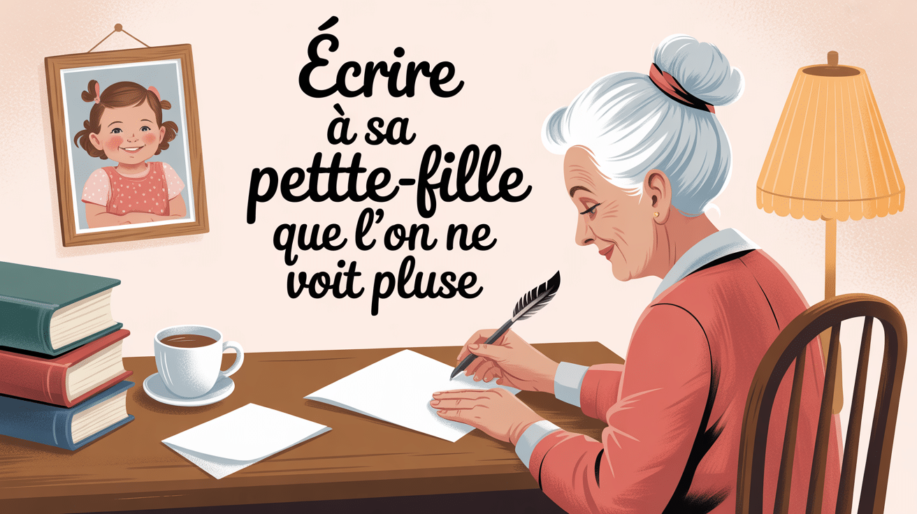 illustration lettre à ma petite fille que je ne vois plus grand-mère bureau