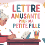 Illustration grand-mère écrivant une lettre amusante pour ma petite fille