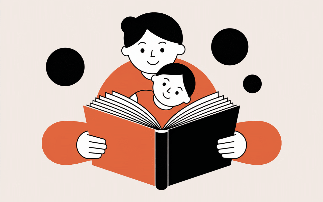 parent et bebe lisent livre bebe 0-3 mois montessori noir blanc