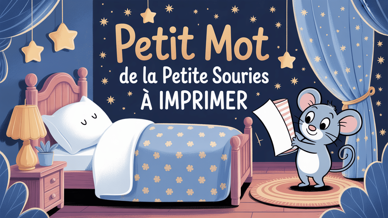 Illustration chambre enfant nuit petit mot de la petite souris à imprimer