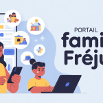 famille utilisant portail famille frejus sur appareils numeriques