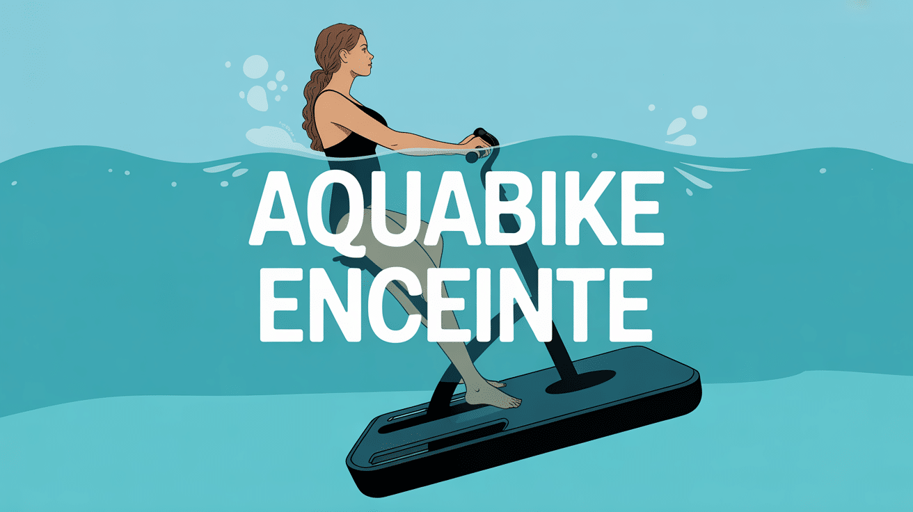 Femme enceinte sur aquabike en piscine