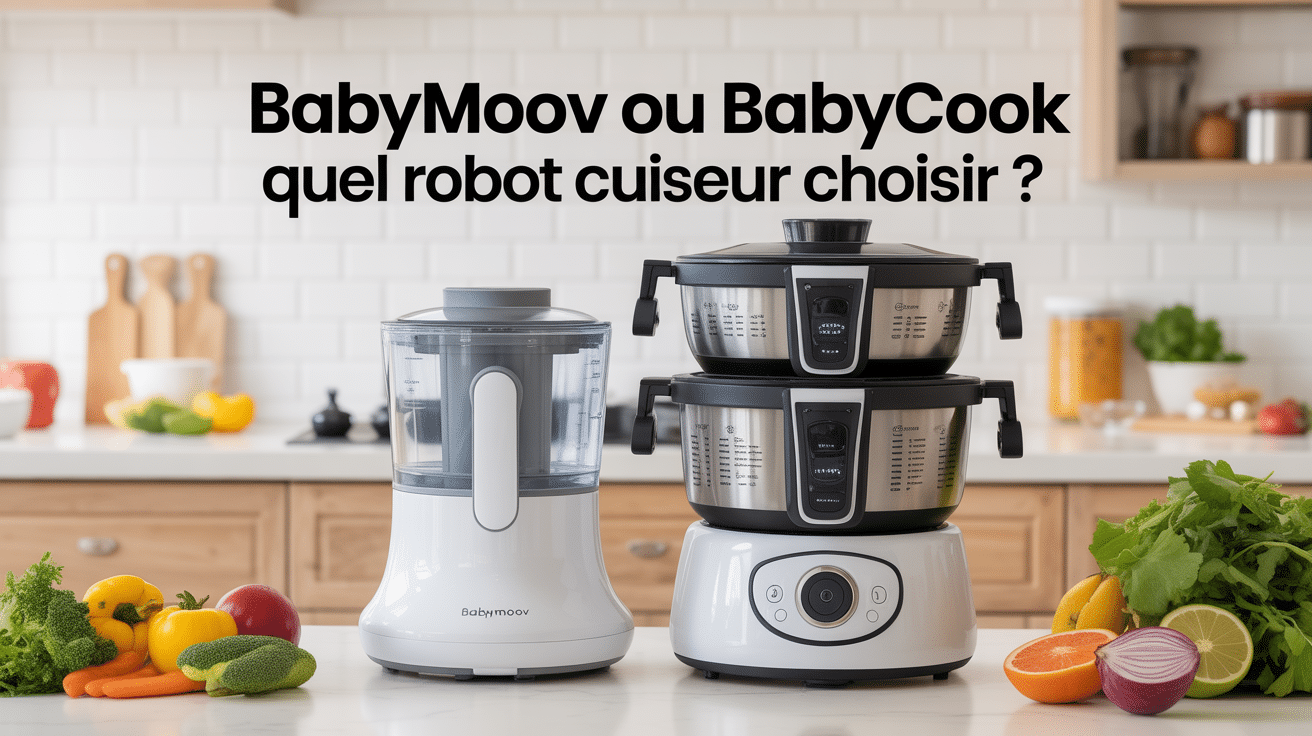 babymoov ou babycook deux robots sur plan de travail cuisine