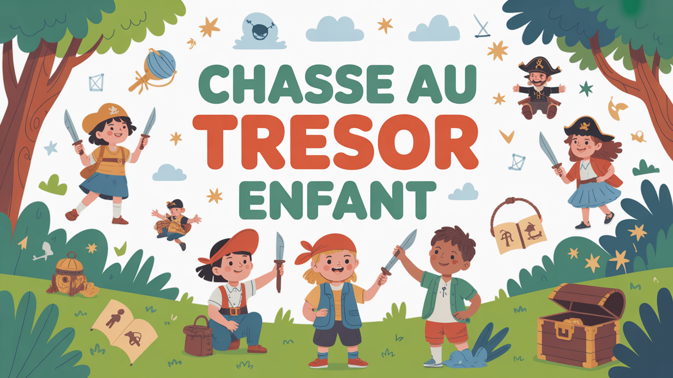 chasse au tresor enfant enfants cherchant indices jardin