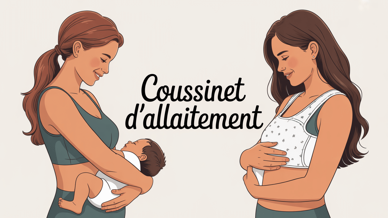 Illustration de coussinet d'allaitement avec maman et bébé