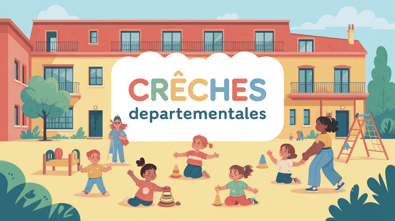 Creches departementales facade et enfants en cour