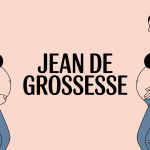 Femme enceinte en jean de grossesse bleu foncé avec bandeau stretch