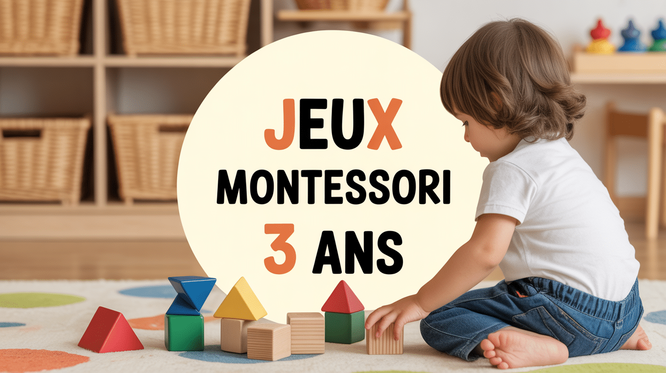 Enfant jouant à des jeux montessori 3 ans blocs formes
