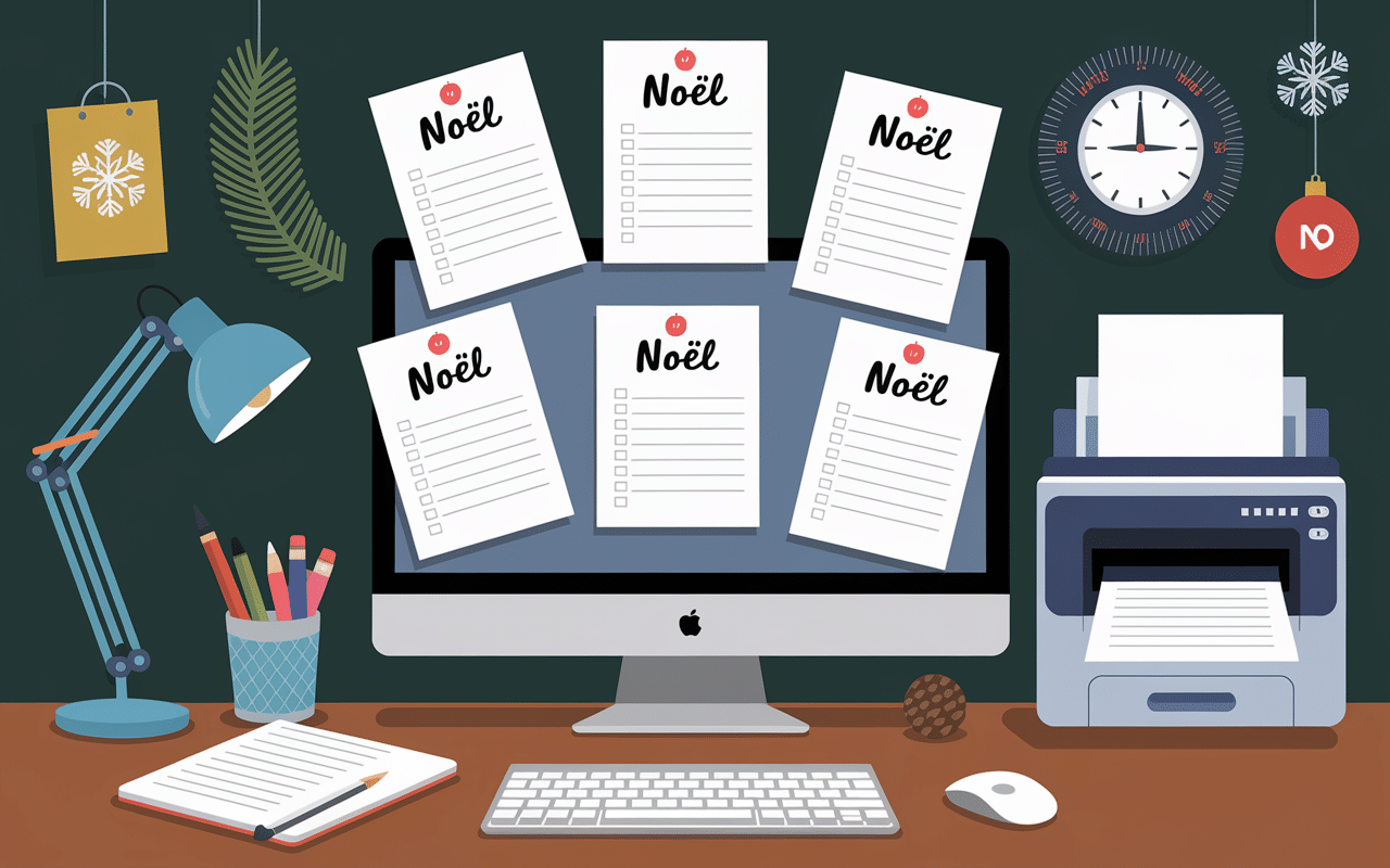 Liste pere noel a imprimer ecran ordinateur imprimante