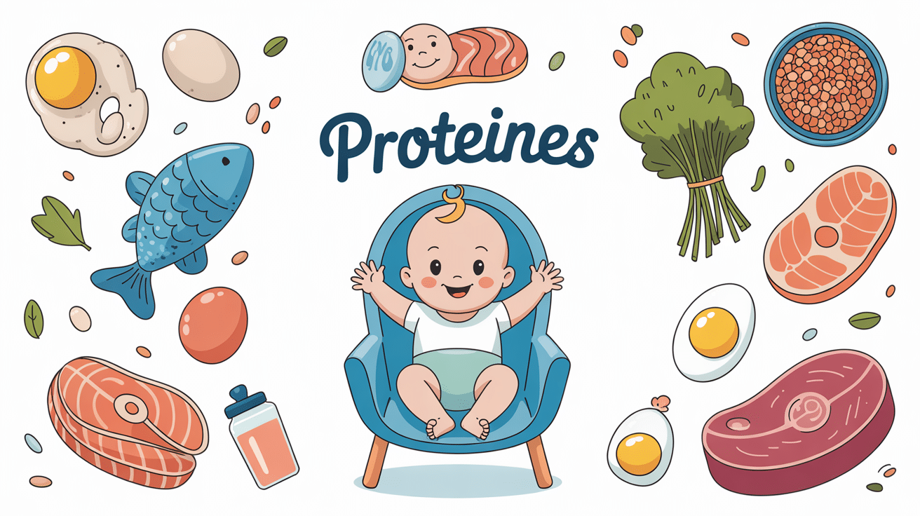 Proteine bebe illustration aliments variés