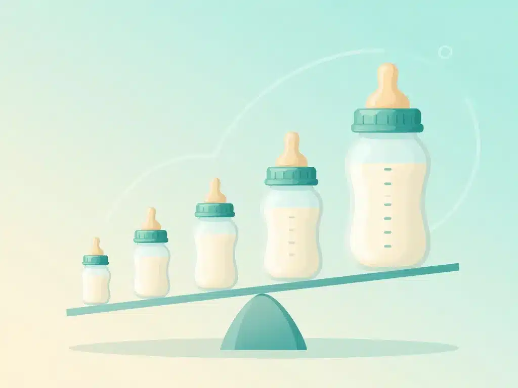 biberons sur balance repères tableau quantité lait bébé poids