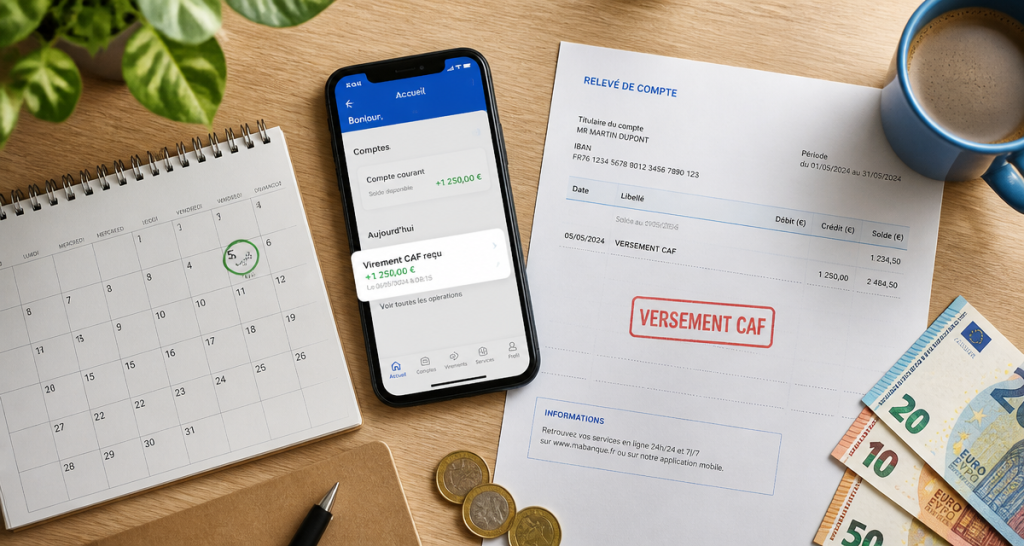 heure versement caf sur application bancaire