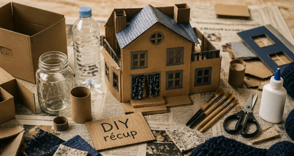 Idée d'activités manuelle DIY récup : maison miniature en carton